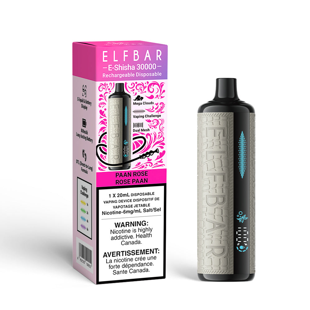 Paan rose Elfbar E Shisha 30000 Disposable Vape, 20ml, 6mg/ml Nicotine salt