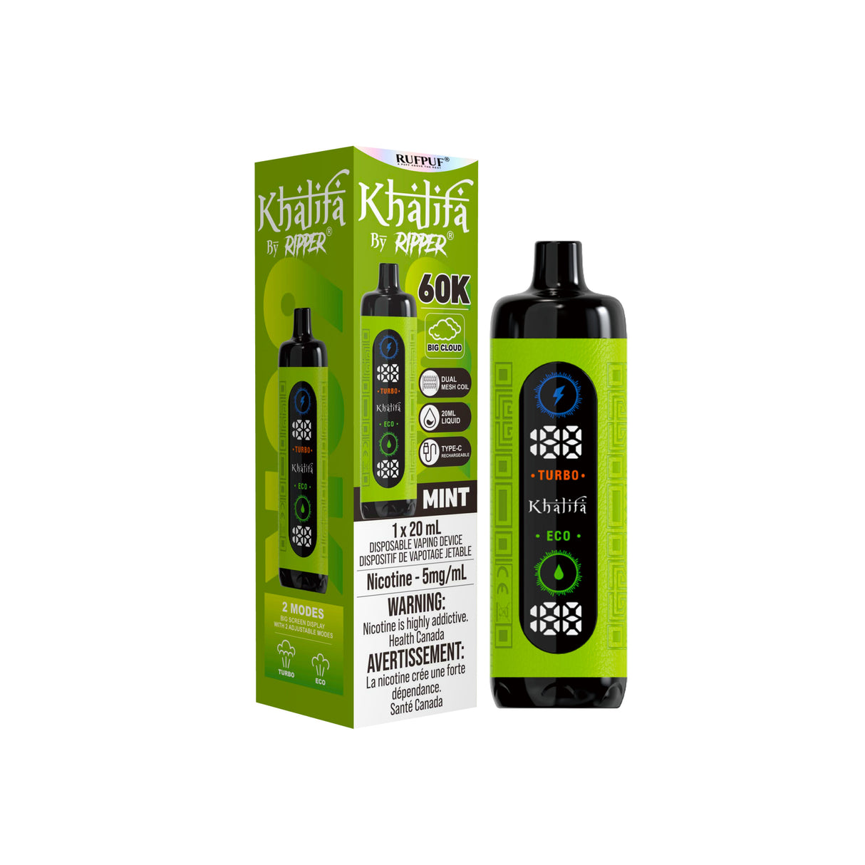 Mint - Khalifa Bar by Ripper Hookah Vape 60k