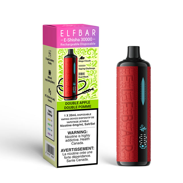 Double Apple Elfbar E Shisha 30000 Disposable Vape, 20ml, 6mg/ml Nicotine salt